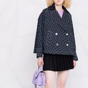 LANVIN  Monogram-Pattern Swing Denim Jacket